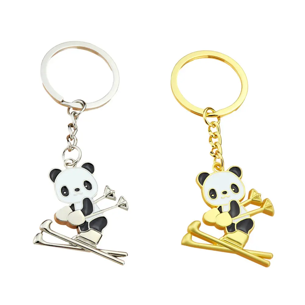 

2pcs Panda Keychain Zinc Alloy Charm Keyrings Bag Hanging Ornament Premium Material Cartoon Gifts Accessories Small Souvenirs