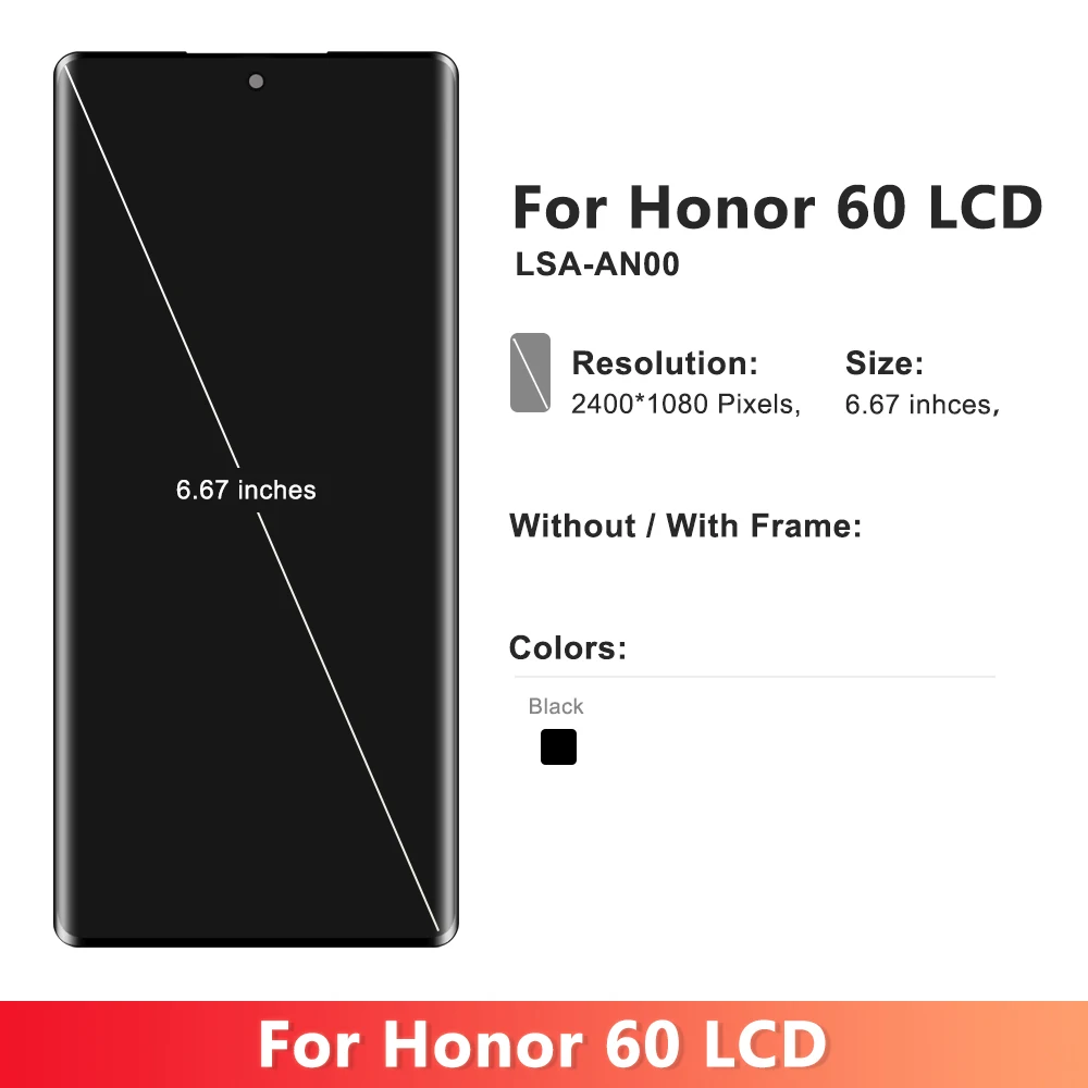 OLED LCD For Honor 60 LSA-AN00 LCD Display Touch Screen Digitizer Assembly For Honor60 Screen Replacement