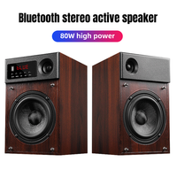 Caixa De Som Wooden Bookshelf Audio Home 80W High-power Bluetooth Stereo Active Speakers 2.0 Multimedia TV Computer Sound Box