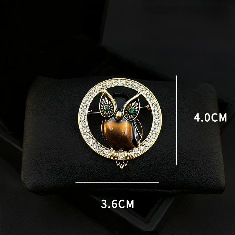 Retro Three-Dimensional Owl Brooch Women and Men High-End Small Animal Pin Corsage Suit Coat Accessories Rhinestone Jewelry Pins