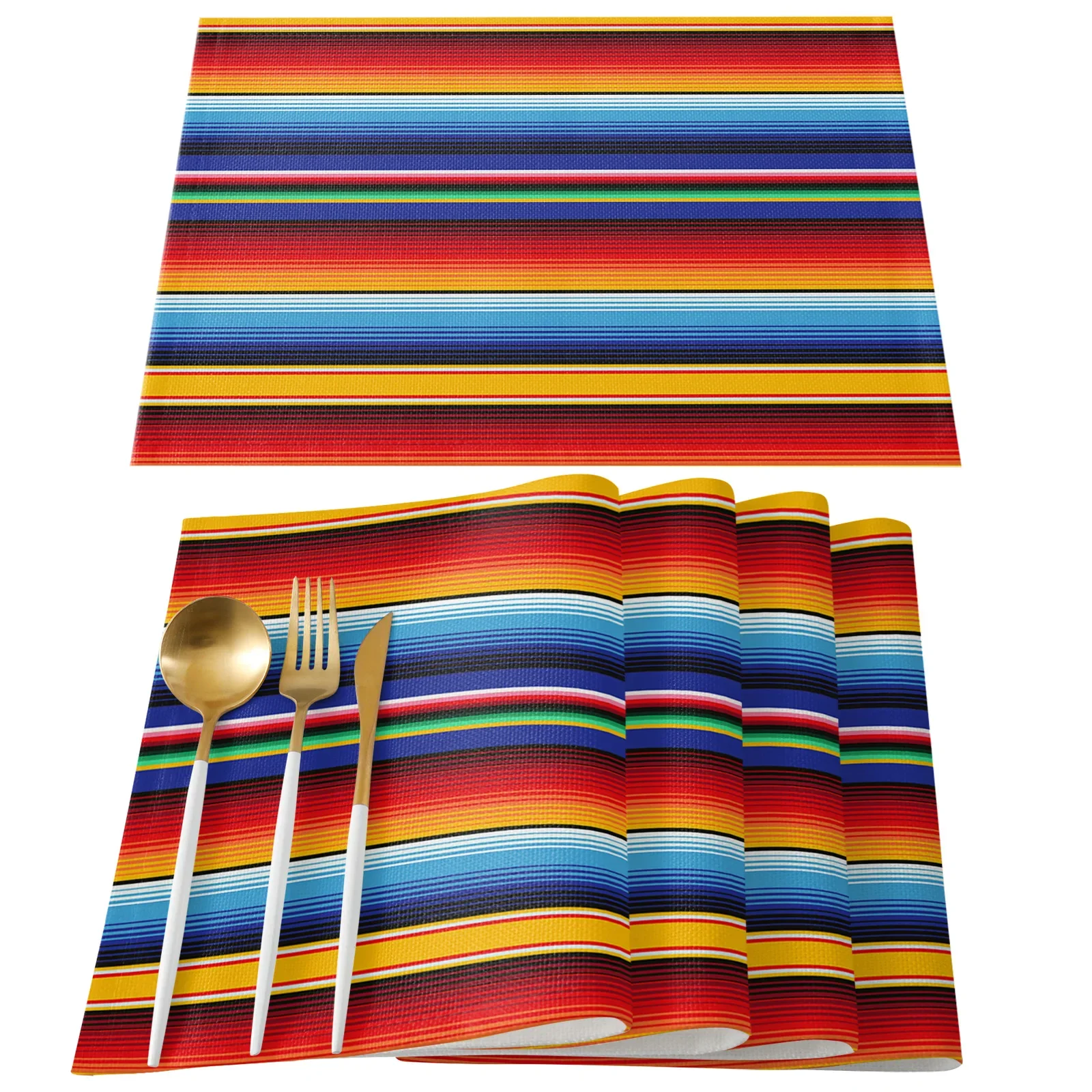 Colorful Mexican Stripes Placemat Wedding Party Dining Decor Linen Table Mat Kitchen Accessories Table Napkin