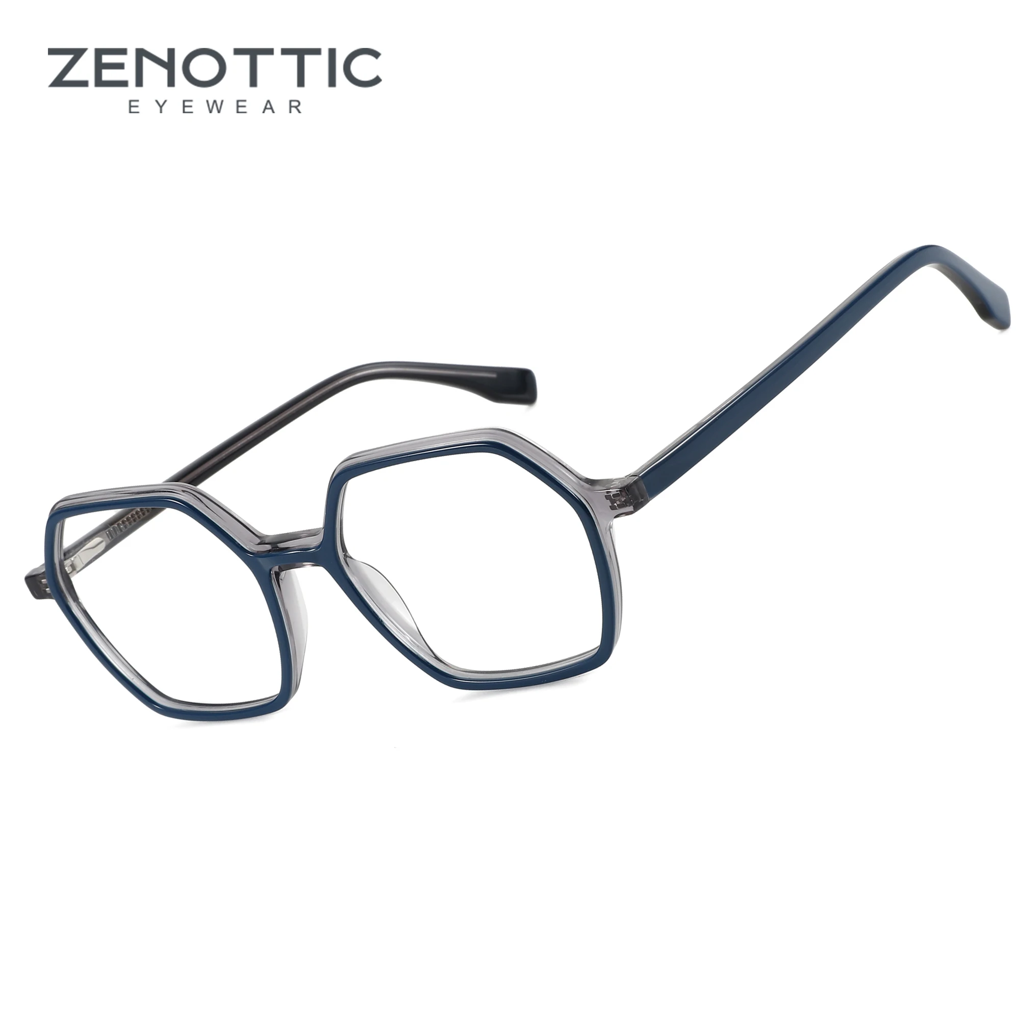 

ZENOTTIC Hexagon Optical Glasses Frame Acetate Retro Eyewear Non-Prescription Clear Lens Eyeglasses A23301