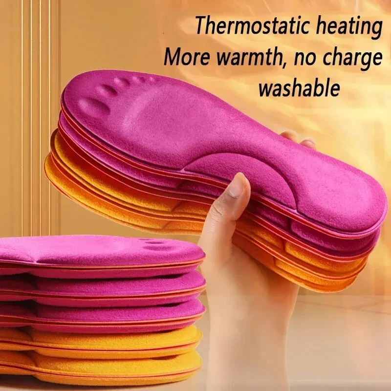2026 Self Heating Insoles Thermostatic Thermal Insole Massage Memory Foam Arch Support Shoe Pad Heated Pads Winter Men Women2026