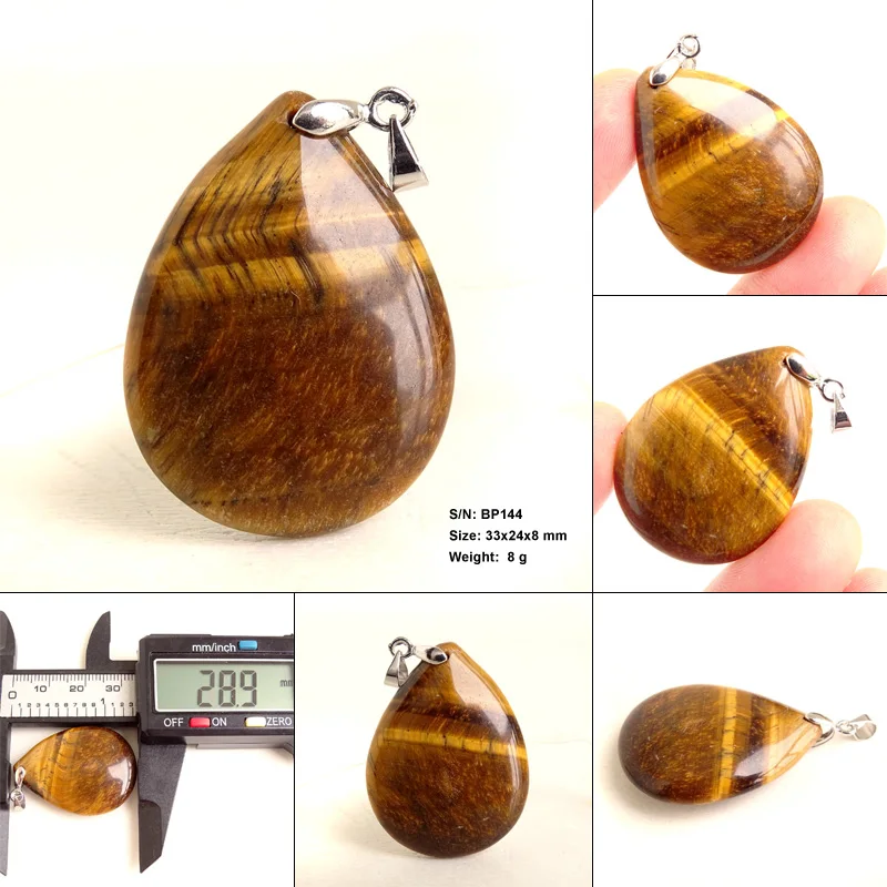 Summer Style Silver Plated Natural Blue Tiger Eye Stone Water Drop Modern Pendants Charms Jewelry for Man Wholesale BE432