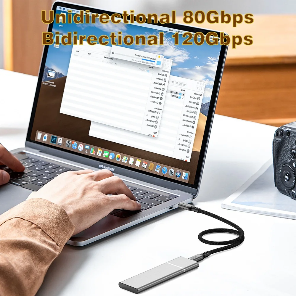 Thunderbolt 5 Certified Chip Cable 80Gbps USB C Thunderbolt Full-Featured Cable 120Gbps Single-Way Type C 240W for EGPU SSD Hub view 3