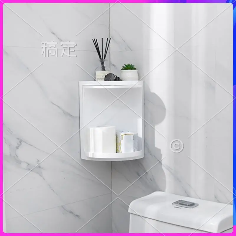 

NEW-Bathroom Corner Storage 360 Rotating Wall-Mounted Shelf Shampoo Cosmetics Kitchen Household Bathroom Storage Spare Parts