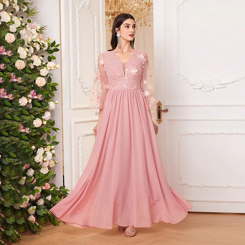 

Muslim Evening Dress Women Party Dresses Embroidery Jalabiya Kaftan Islam Ramadan Vestidos Arab Long Robe Morocco Dubai Abayas