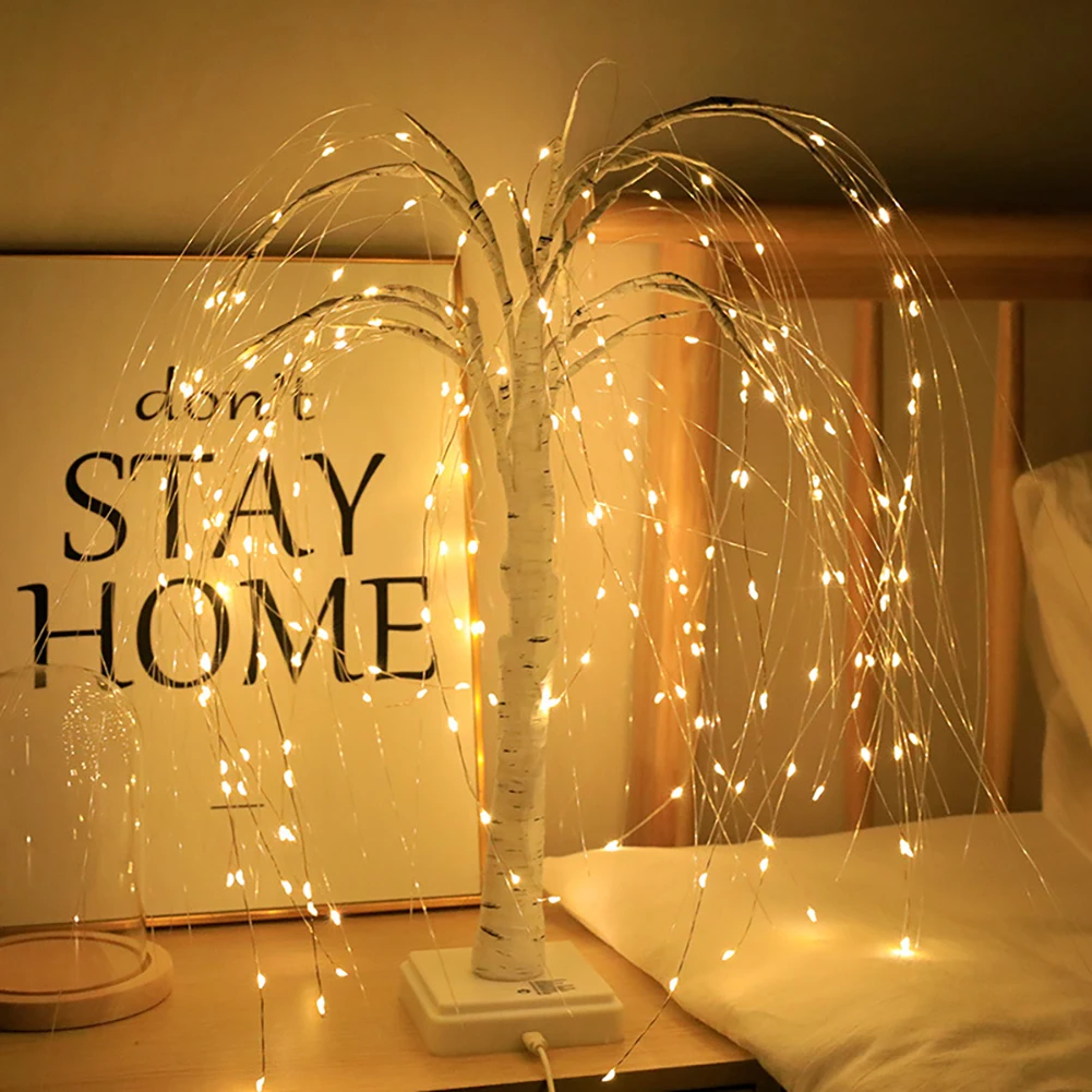 LED Willow Night Light Gypsophila Colorful Tree Table Lamp For Home Bedroom Wedding Christmas Indoor Decor Night Light