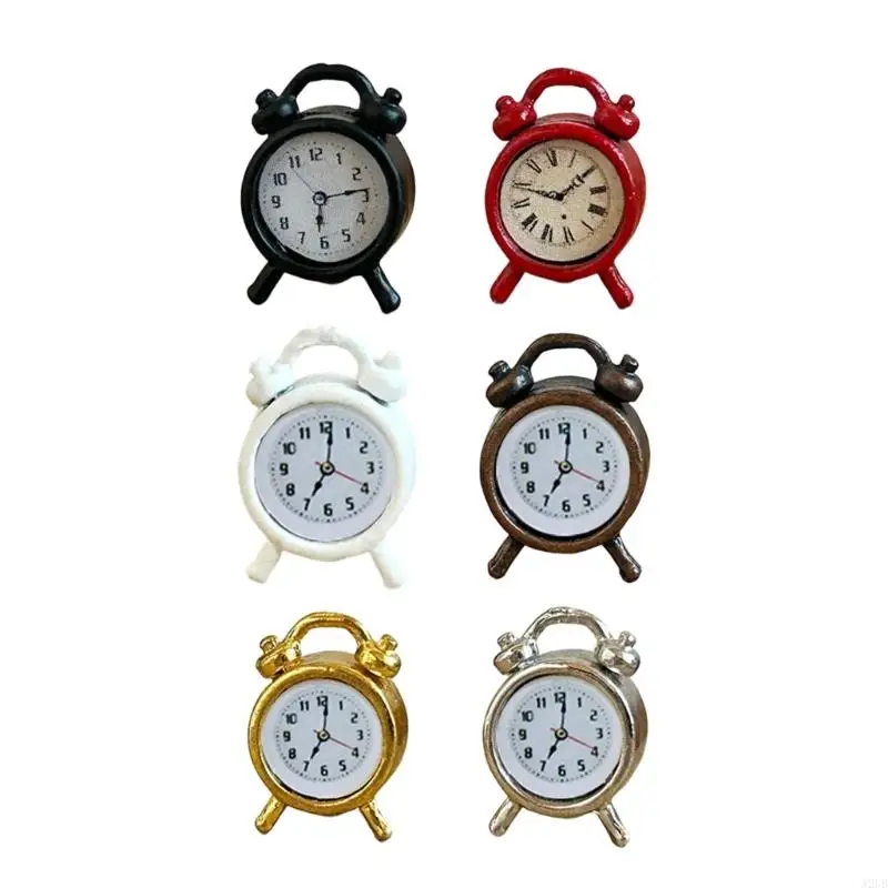 Pack Of 2 Miniature Clock Model For Doll House Decors Antique Desktop Clock Bookshelf Decoration Scene Accessories A2UB
