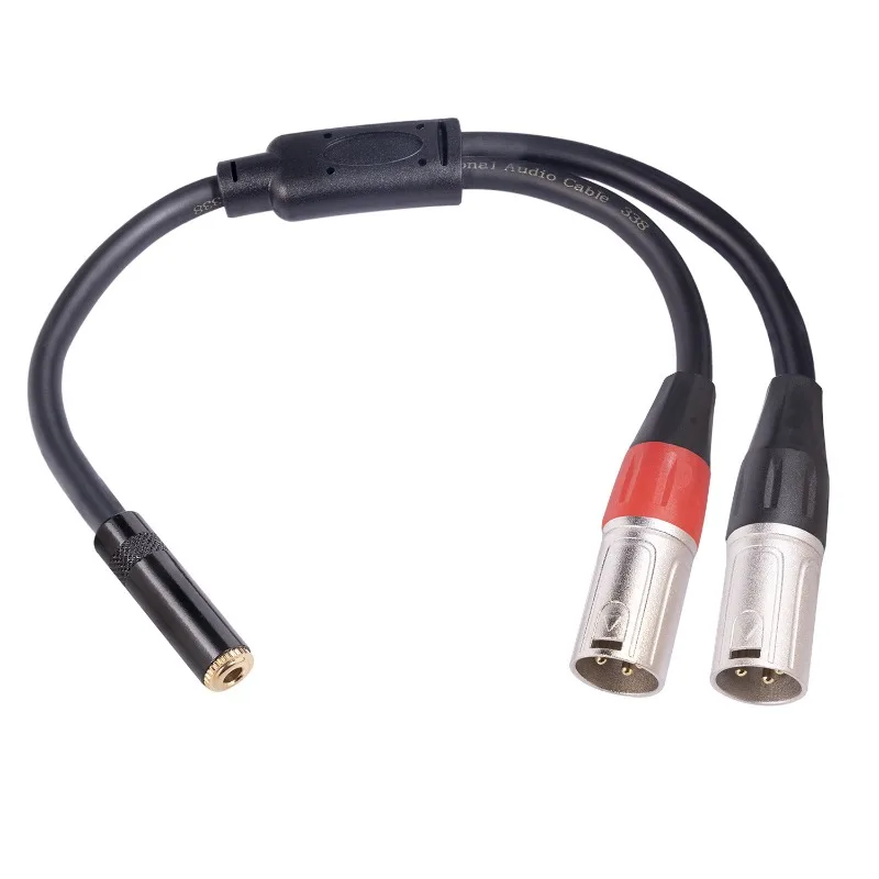 

Metal Shell Gold-plated Head Stereo 3.5 Female Head To Dual Canon XLR Male Three-core Audio Adapter Cable 0.3 Meters