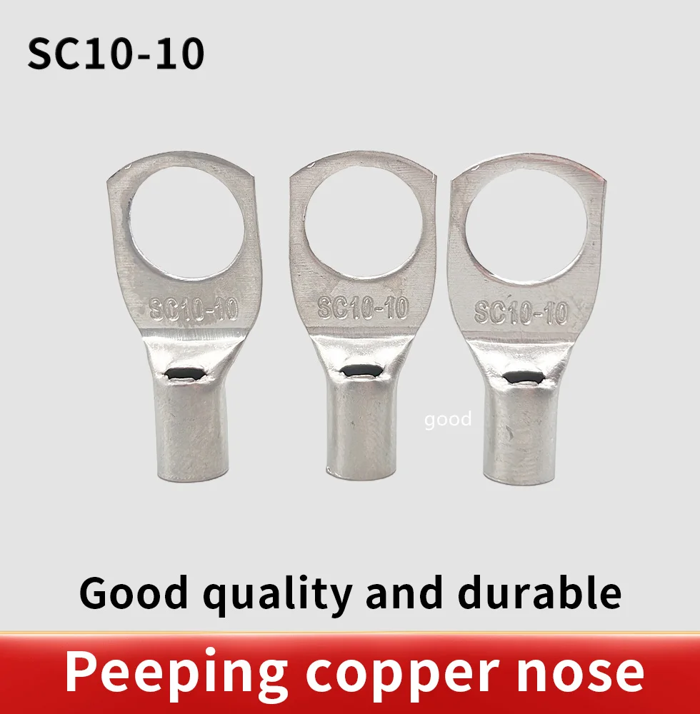 

50pcs/100pcs SC10-10 Tin Plated Copper Cable lugs Terminal Connector Copper cable terminal Snapshot