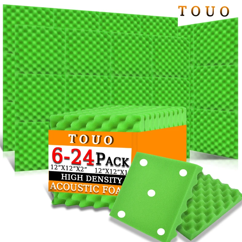 

TOUO 6/12/24 Pcs Acoustic Foam Recording Studio Sound Foam High Density Polyester Sound Absorbing Material Home Decoration