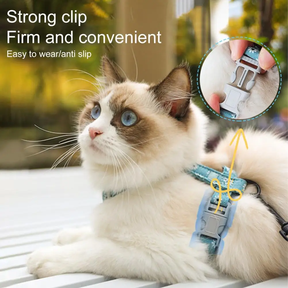 1 Set Excellent Firm Stitching Cat Leash Chest Harness Long Strap Pet Traction Rope Back Strap Buckle Pet Dog Cat Accessories