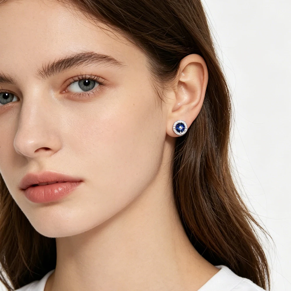 APIR Blue Sapphire Moissanite Stud Earrings for Men Women 925 Sterling Silver Marquise Blue Stone Diamonds Earrings Jewelry Gift view 5