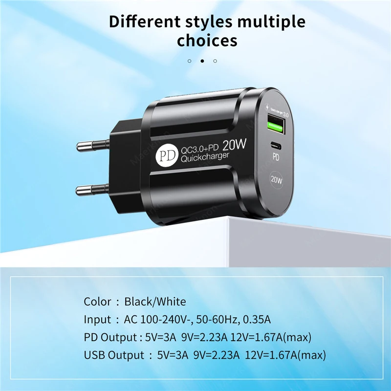 20W Pd Usb Quick Charger Voor Xiaomi Iphone 13 12 Pro Max Muur Snel Opladen Draagbare Eu Ons Uk plug Adapter Mobiele Telefoons Lader