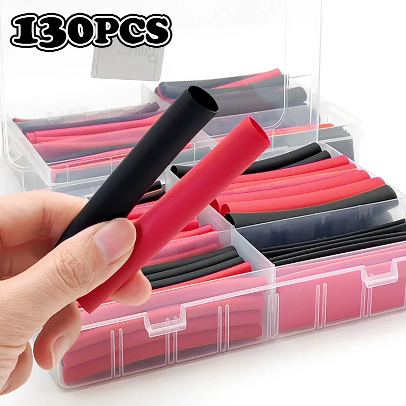 Auto Special Black and Red 3:1 Heat Shrink Tube Kit Flame Retardant Multi ID For Car Truck Wiring Harness Cable Insulation