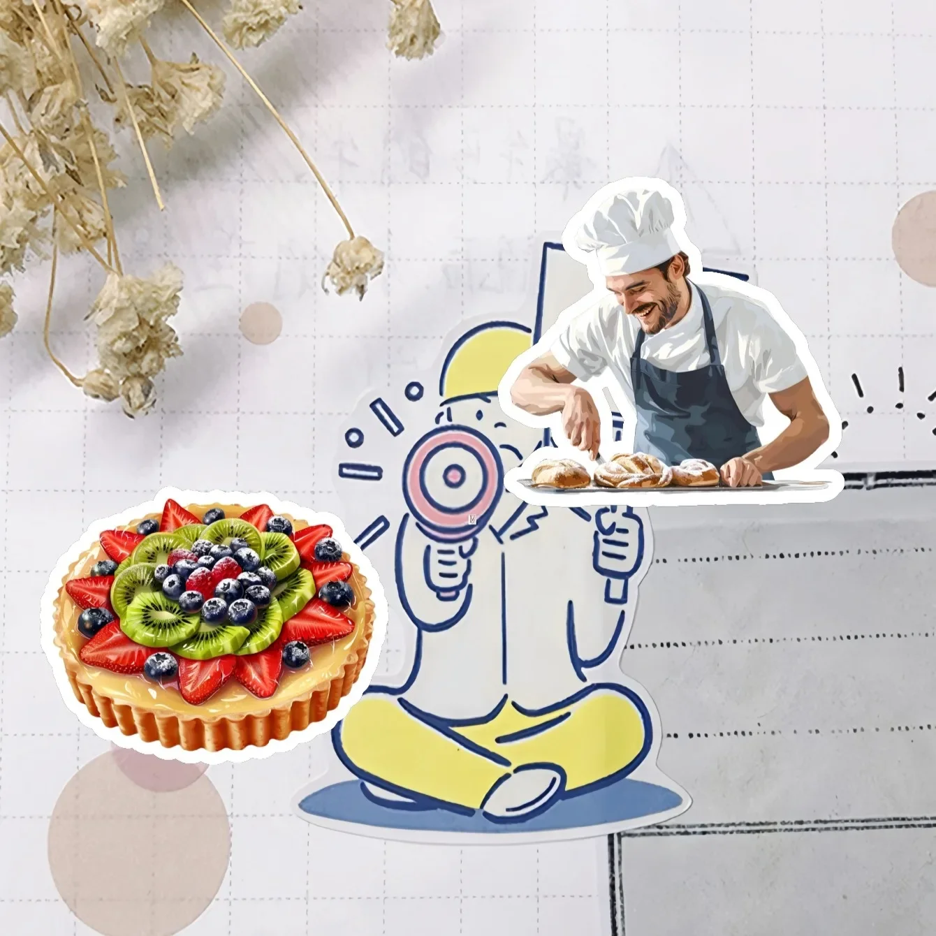 17pcs Cute Self-made Watercolor food sushi Southeast Asian diy Scrapbooking Stickers /Decorative  /DIY Craft Photo Albums