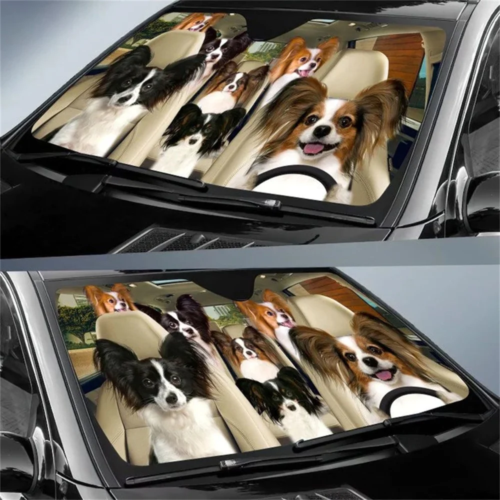 Papillon Car All Over Printed 3D Sun Shade for Car Truck Decor Windshield Sunshade,Blocks UV Rays Sun