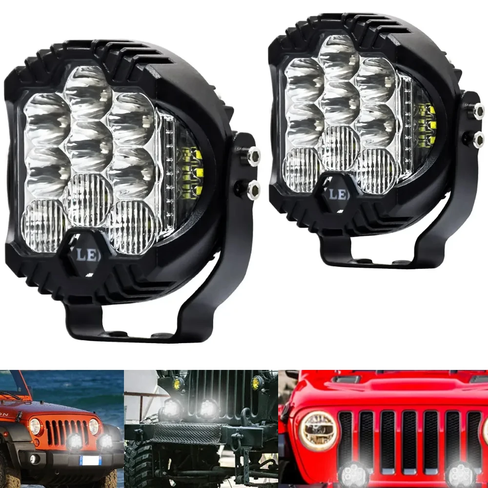 Barra de Luz LED de 5'' para Motocicleta, Faros Delanteros de Alta Potencia de 120W, Proyector para Volvo, Camioneta, Jeep 4x4, Todoterreno, 12V 24V