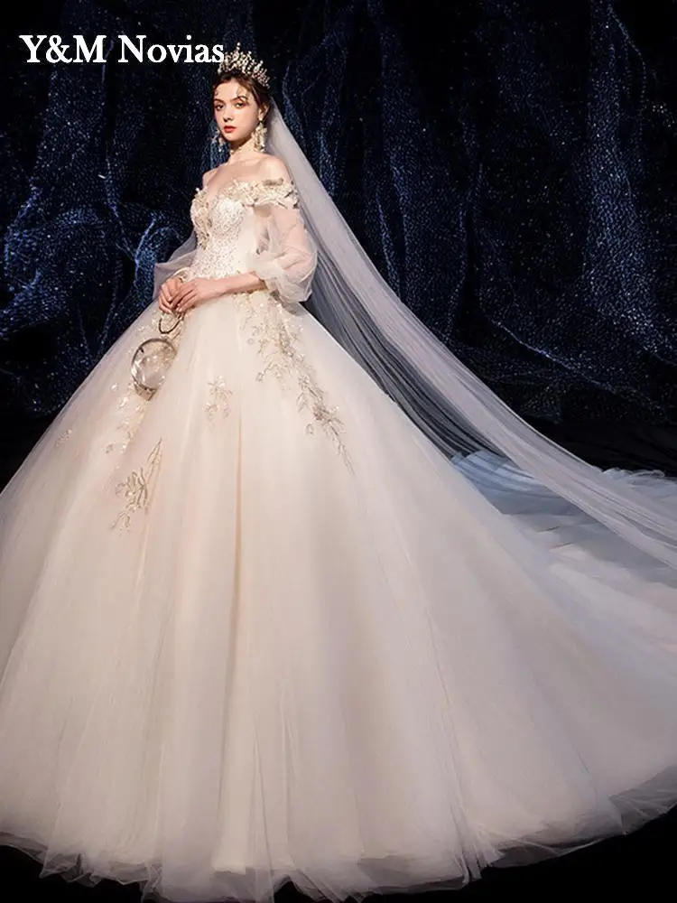 High Quality Luxury Beaded Lace Aqqliques Sexy Wedding Dress Off Shoulder  Bride Dream Princess Robe De Mariee Vestidos De Novia - AliExpress 320