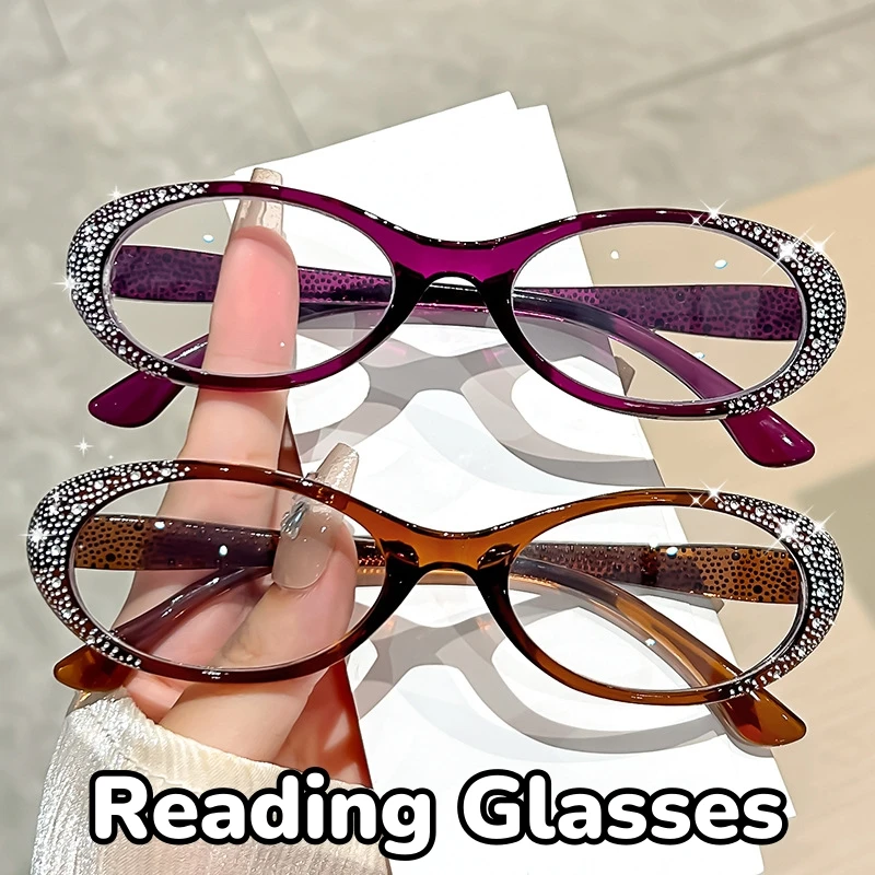 

5 Colors Blue Light Blocking Reading Glasses Trendy Unisex Men HD Far Sight Eyeglasses Women's Luxury Diamond Frame Presbyopia