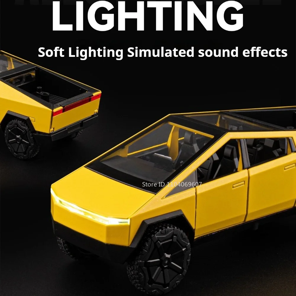 1:32 Scale Pickup Model Toy Car Sound Light Pull Back Doors Opened Off-road Vehicle Alloy Die-cast Models Toys for Kids Gifts