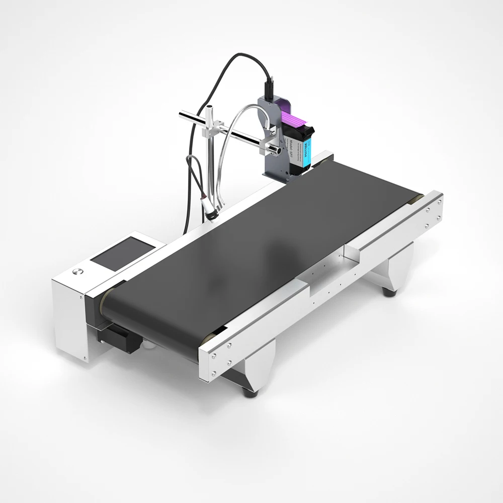 Mini Conveyor with Inkjet Encoder Printer Plastic Bag Bottle Carton Lot Number Date Print Code