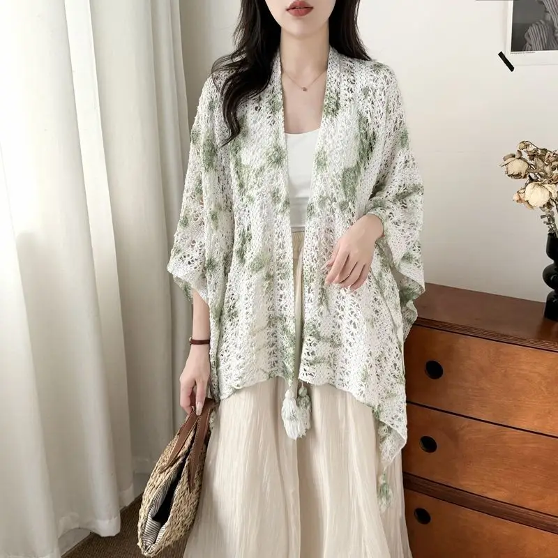 Moda scollo a V nappa scava fuori tie dye camicie abbigliamento femminile 2025 estate nuova maglia allentata tutto-fiammifero top camicette casual