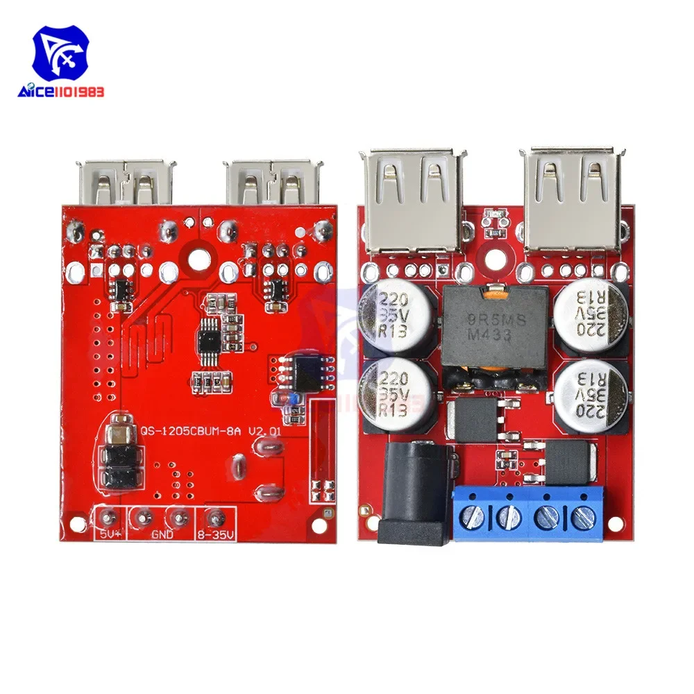 diymore DC-DC 8 -35V to 5V 8A Step Down Buck Converter Power Supply Module 4 USB / 2 USB Output Charging Board for Car