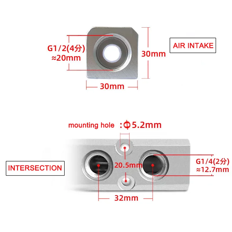 Quick Connector Distributor With Multi Pipeline Air Exhaust 30x30mm 1/4 Air Path Straight Through Multi Pass Aluminum Exhaust