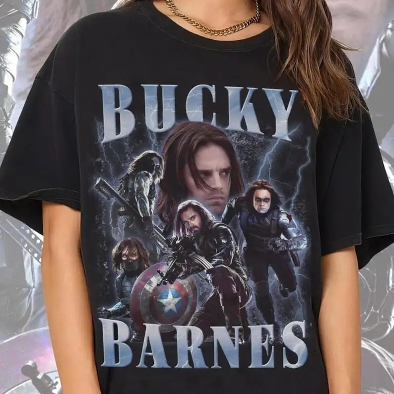 Bucky Barnes, BuckyBarnes, Unisex Style Gift for Fans, T-shirt, Crew Sweatshirt, and Hooded, Vintage Homage Thicthinhichthoi-Tee