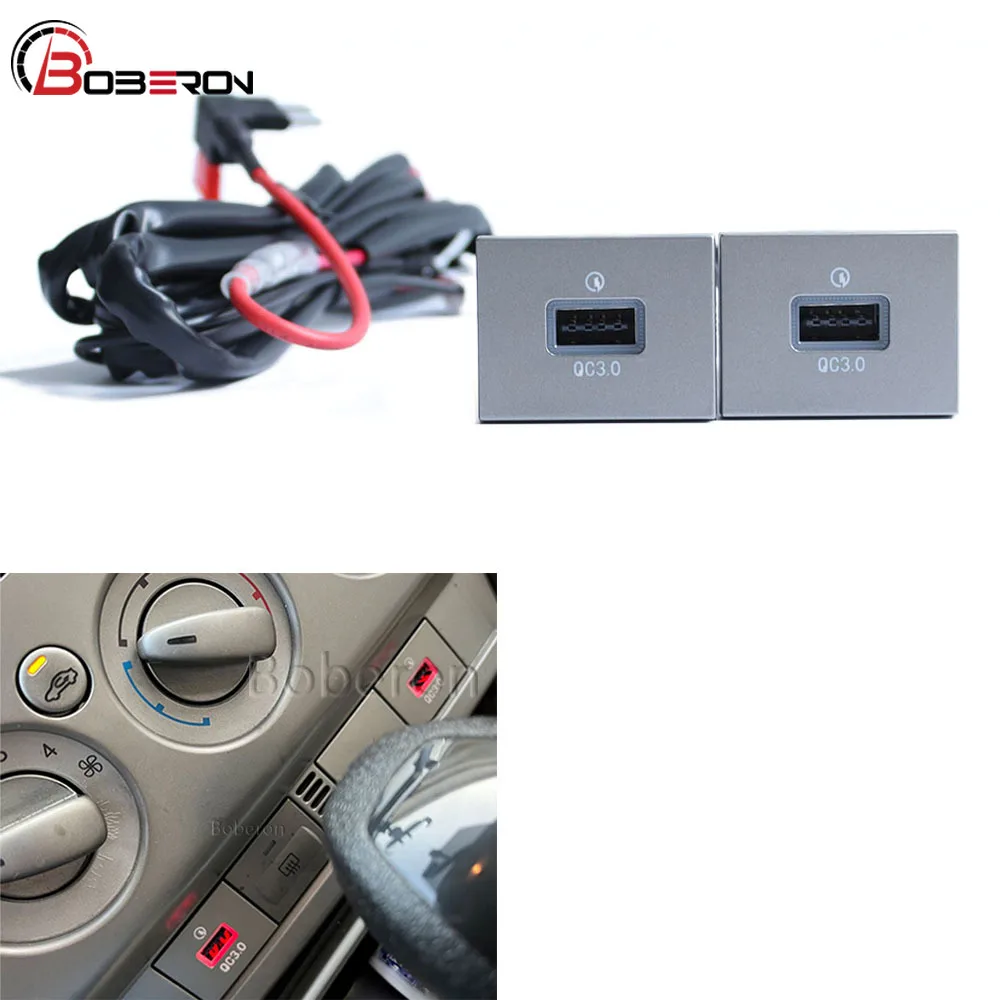 

Автомобильное зарядное устройство с двумя разъемами QC3.0 USB, розетка для зарядки, адаптер питания, блок предохранителей для Ford focus mk2 cmax kuga mk1 2009 2010 2011