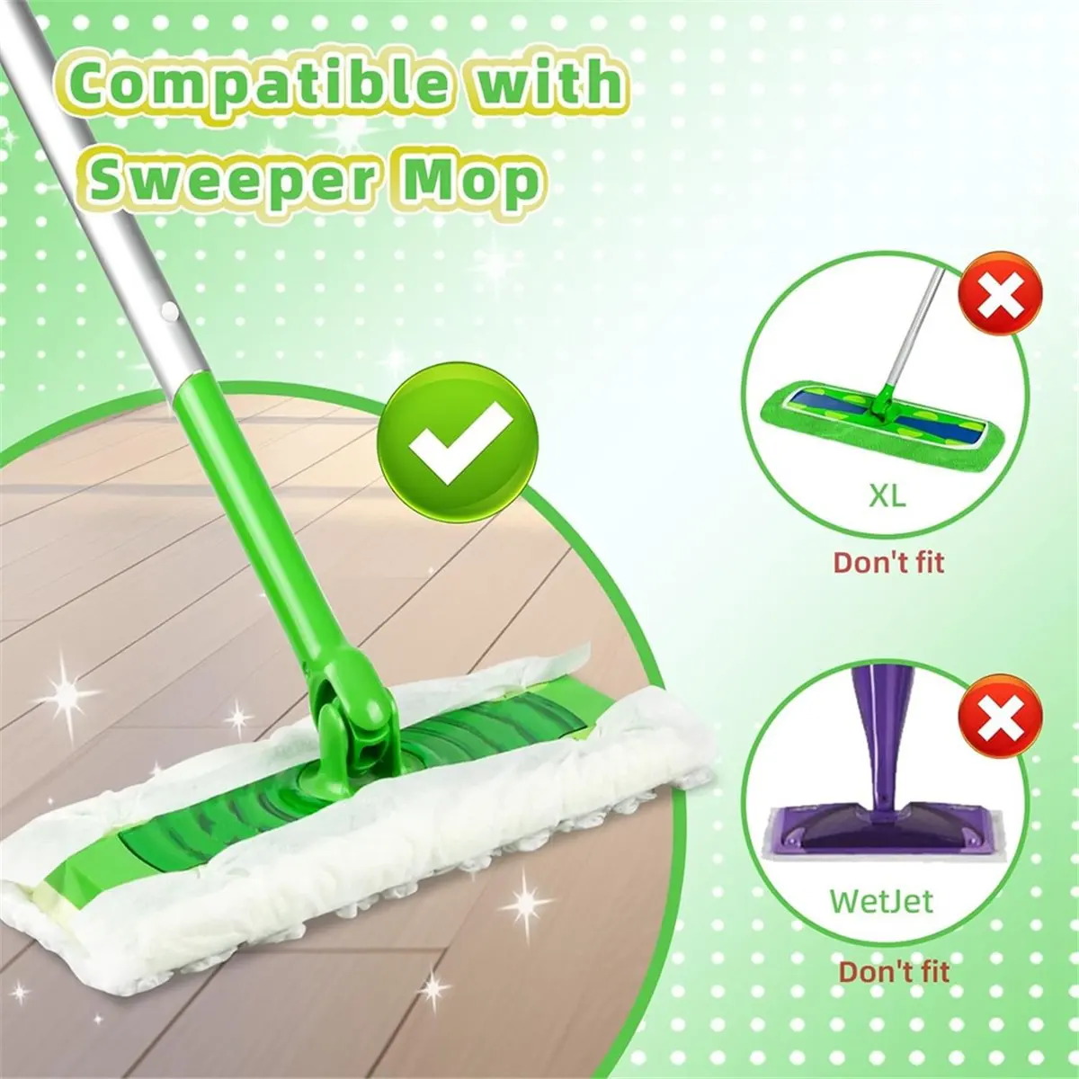 N14R Top 30 Pcs Duty Dry Sweeping Cloths for Sweeper 2-in-1 Mops, Disposable Pet Hair Dry Mop Pads Refills for Sweeper
