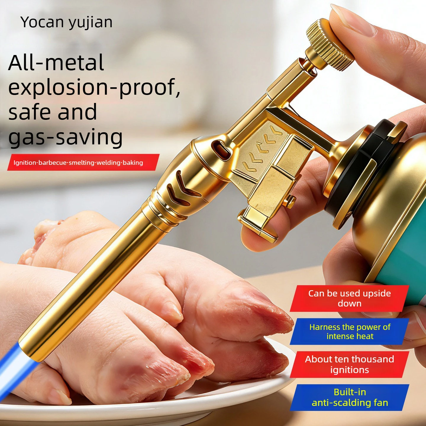 Outdoor barbecue lighter igniter welding gun lighter butane metal cassette spray gun pig hair flamethrower