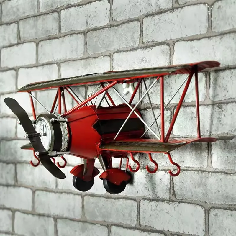 

Retro Metal Aircraft Clock Wall Hanging Craft Home Shop Decoration Festival Birthday Gift