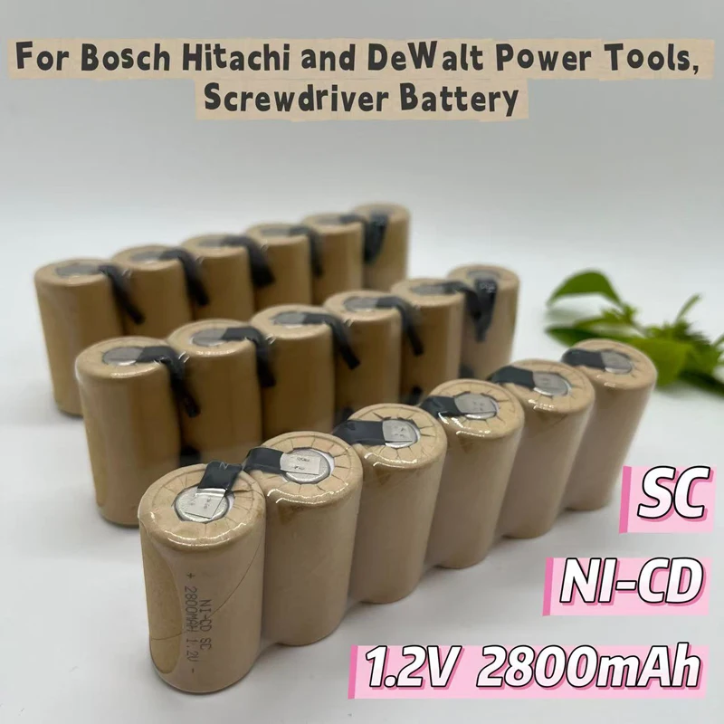 Dobíjecí baterie 2800mAh SC NiCd pro elektrické nářadí Bosch, Hitachi a DeWalt, baterie pro šroubováky, 1,2 V, vysoká kvalita - náhled 3