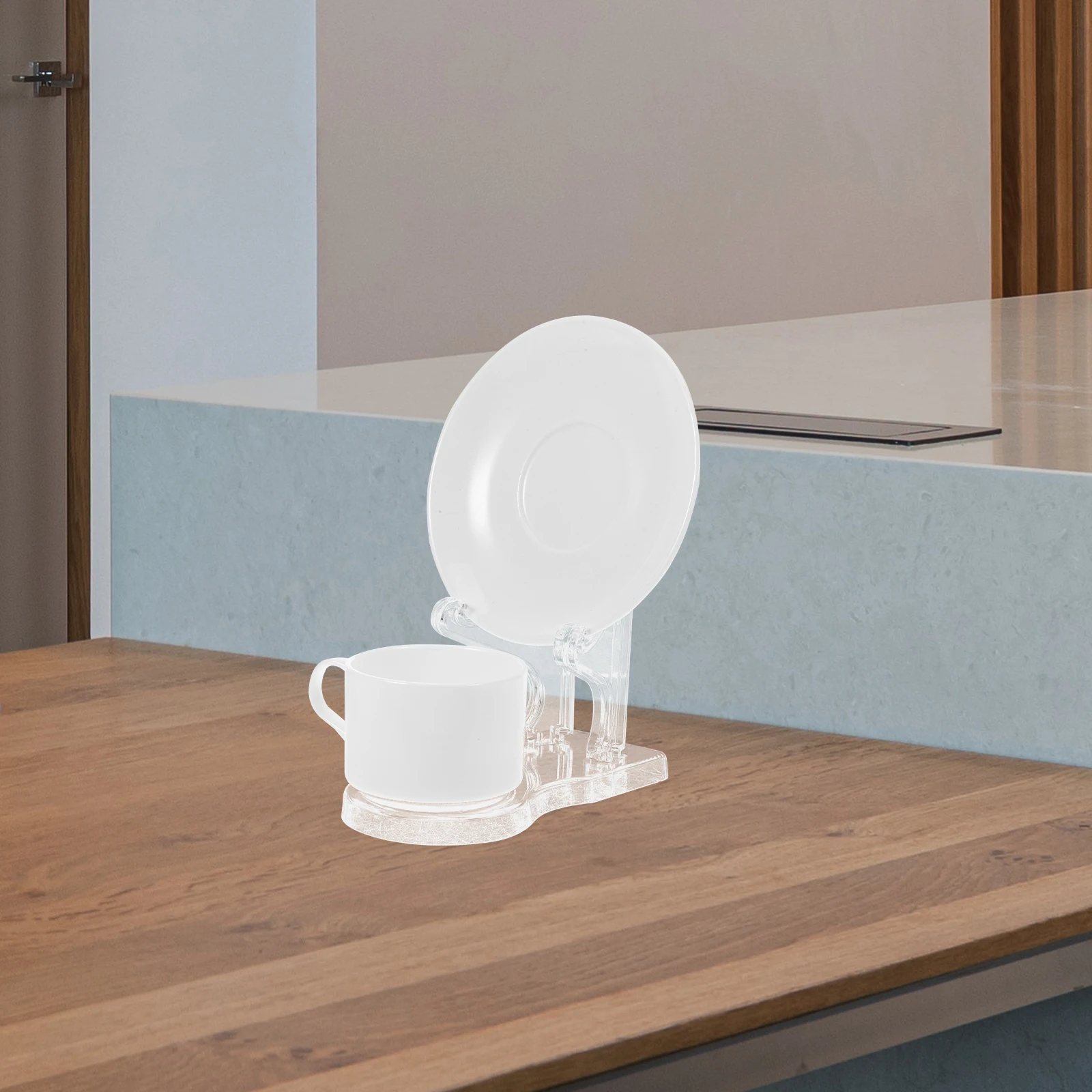 

Transparent Cup Saucer Display Stand Mini Easel Bracket Tea Cups Holder Plate Stands Acrylic Durability Stylish Kitchen Dining