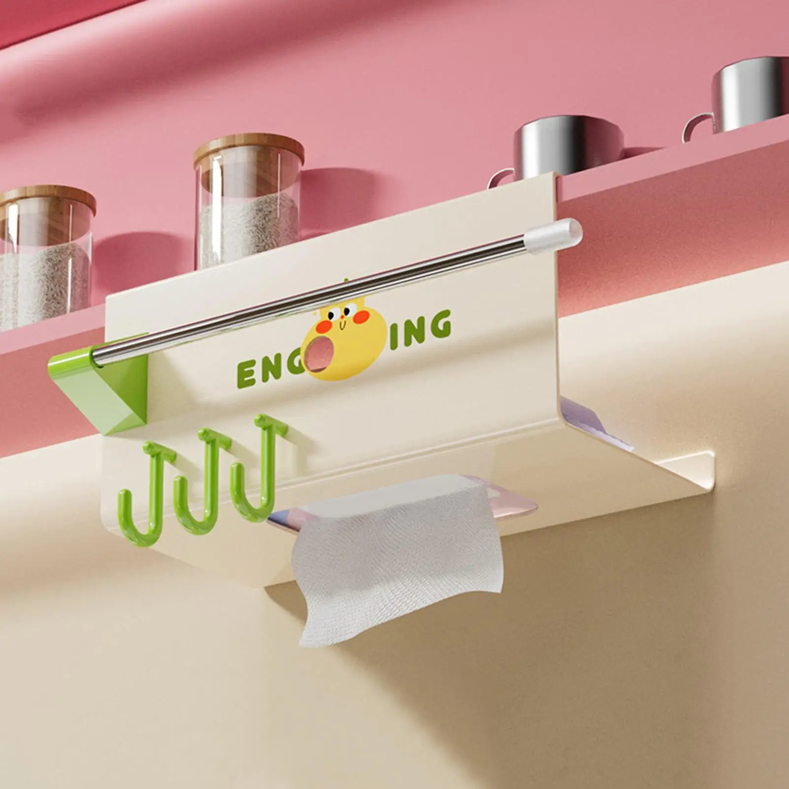 

Wall Mounted Tissue Box Holder Wall Paper Box Rack with Hook No Drill Toilet Napkin Holder for Bathroom Toilet Kitchen Gym