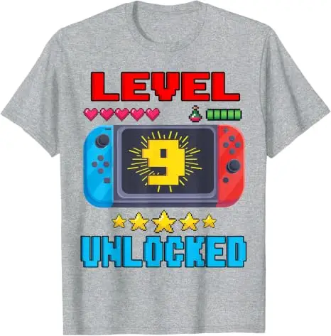 Level 9 Unlocked Video Gamer Vintage T-Shirt Jungenmode 9 Jahre alt Kleidung Y2k 9. Geburtstagsgeschenk für Söhne Neffe Gaming-T-Shirt – Detail 3