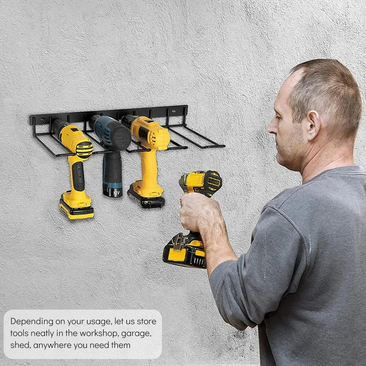 Hand Power Tool Organizer Rack Wall Mounted Floating Tool Shelf Electric Drill Holders Heavy Duty For Workshop Garage