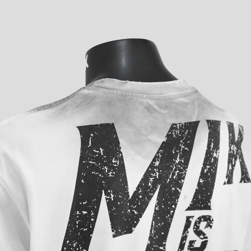 

American retro design letter printed short sleeved T-shirt for men's summer trendy brand loose casual gradient washed top