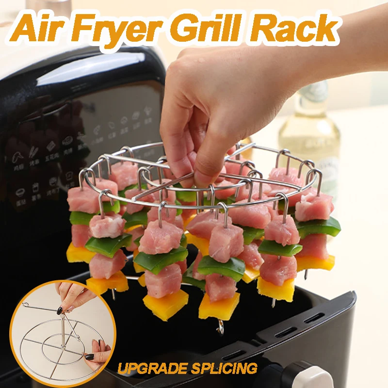 Faltbare Air Fryer Grill Edelstahl Hängen Vertikale Grill Spieß Outdoor Grill Rack Halter Küche BBQ Werkzeuge