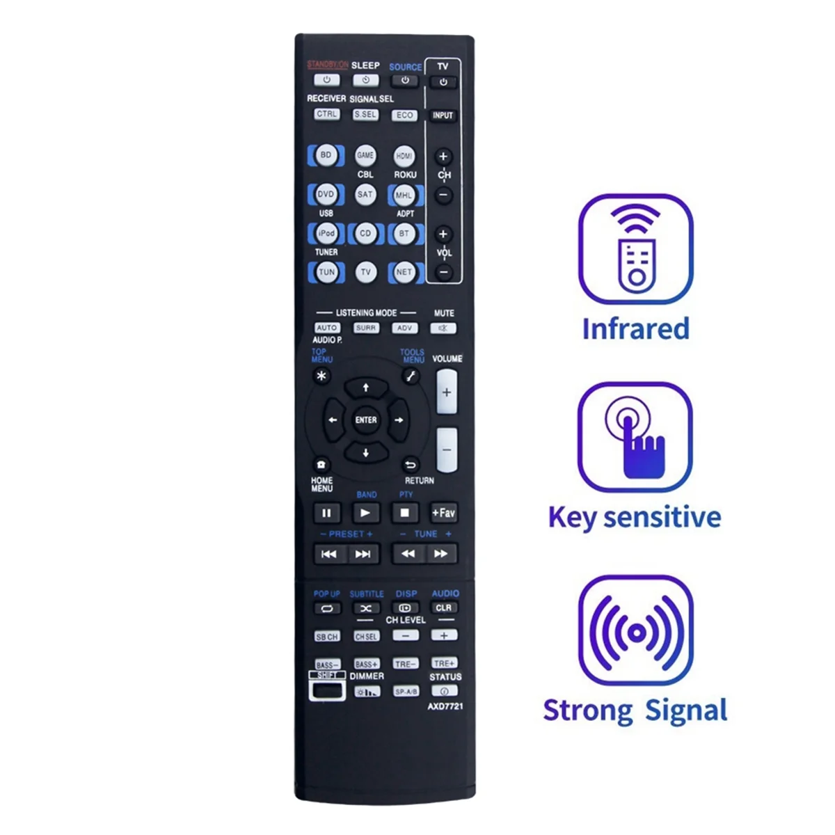 Ftyy-Replace AXD7721 Remote untuk Pioneer AV Receiver VSX-830 VSX-830-K VSX-1024 VSX-1029 VSX-45 VSX-44 VSX-454 VSX-824