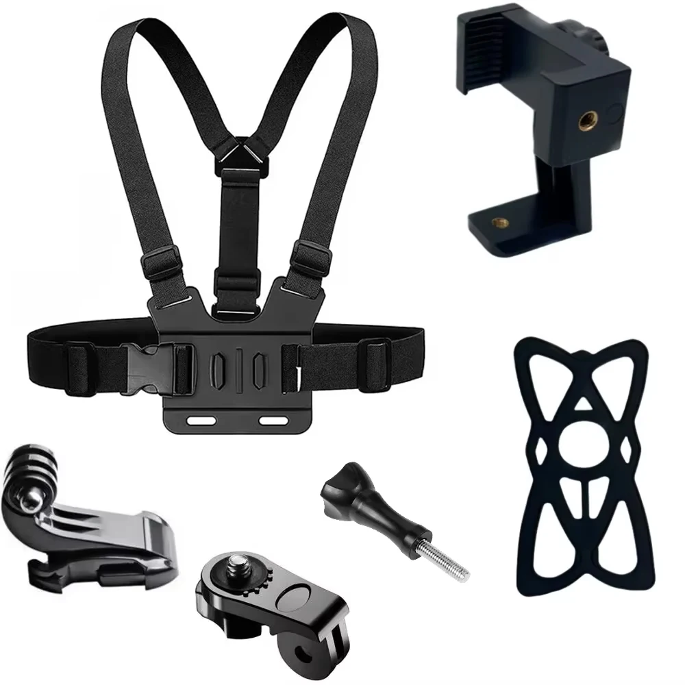 Brustgurthalterung, verstellbarer Brustgurt mit J-Haken für GoPro Hero 13, 12, 11, 10, 9, 8, 7, AKASO SJCAM DJI OSMO Action-Kamera