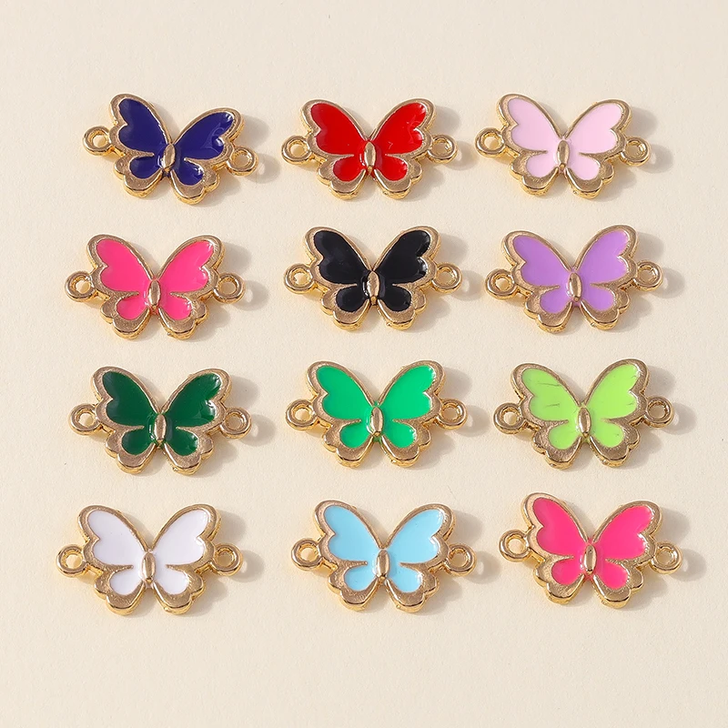 20 Stück bunte Emaille-Schmetterlings-Anhänger in verschiedenen Farben, zum Verbinden von Schmuckelementen, für die Herstellung von DIY-Armbändern, Halsketten und handgefertigten Schmuckstücken. – Detail 14