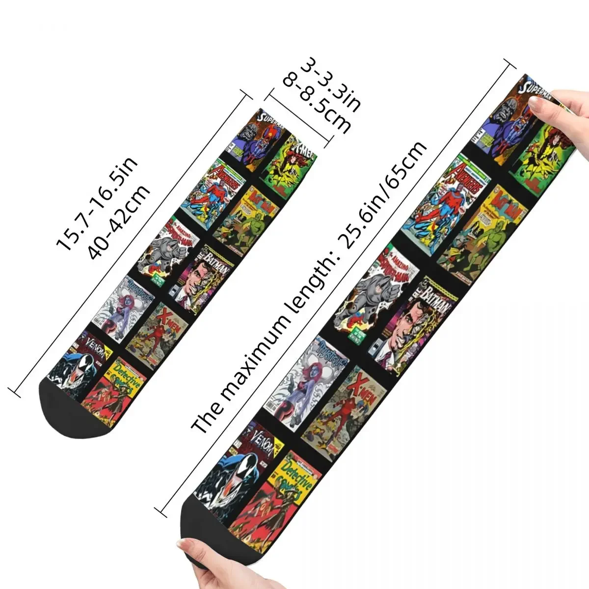 Calcetines de Superhéroes para hombre y mujer, medias divertidas de estilo Hip Hop, con diseño de villanos malvados, Unisex, para baloncesto