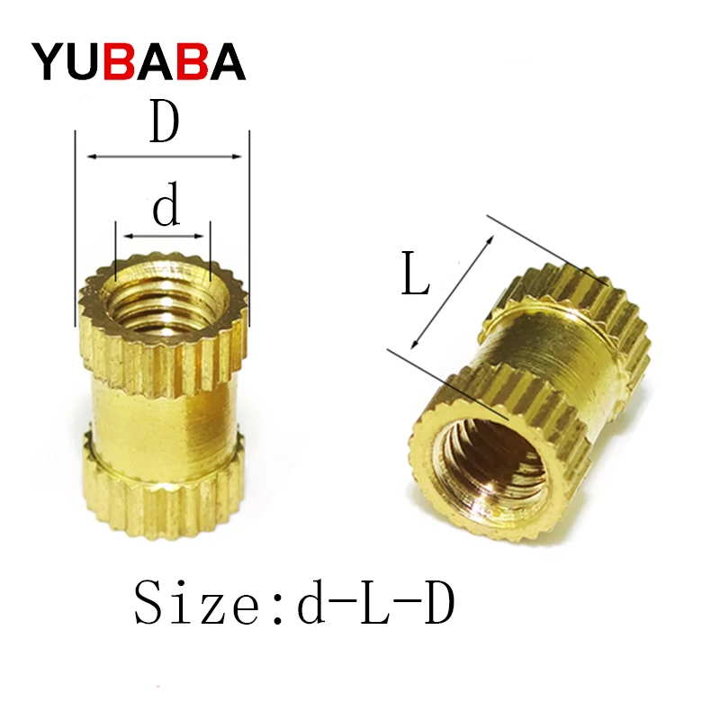 100 pcs/lot M2 M2.5 M3 Kupfer Einsätze Messing Double Pass Rändel Mutter Embedded Verschluss Abstand Muttern C0085