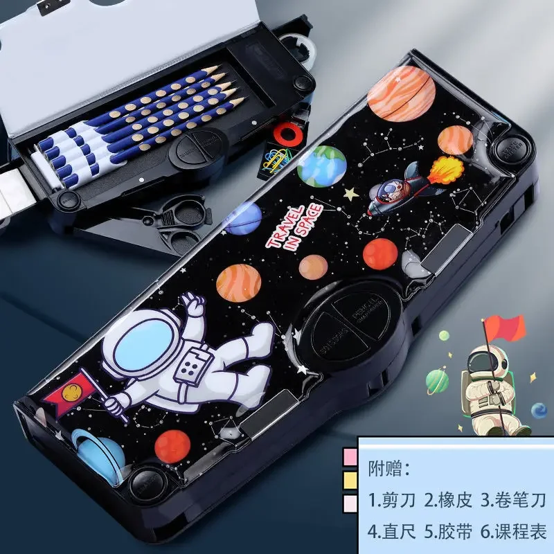 Neue Multifunktionale Büro Schreibwaren Box Ins Hohe Ästhetische kinder Doppel-schicht Bleistift Fall Kindergarten Große Kapazität