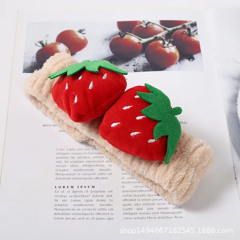 

Strawberry Hair Band Soft Facial Cosmetics Hair Band Shower Yoga Sports Headband Sweet Cute Plush Hair Accessories