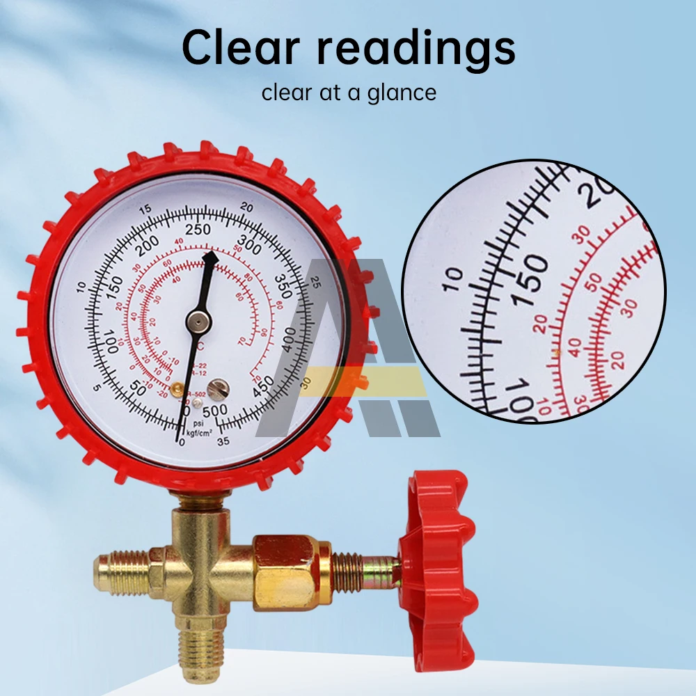 220PSI 500PSI Professional Air Conditioning Refrigerant Recharge Pressure Gauge Manometer High And Low Pressure Gauge Valve